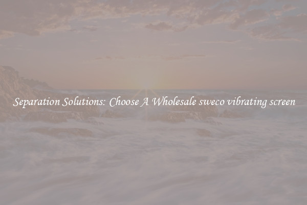 Separation Solutions: Choose A Wholesale sweco vibrating screen