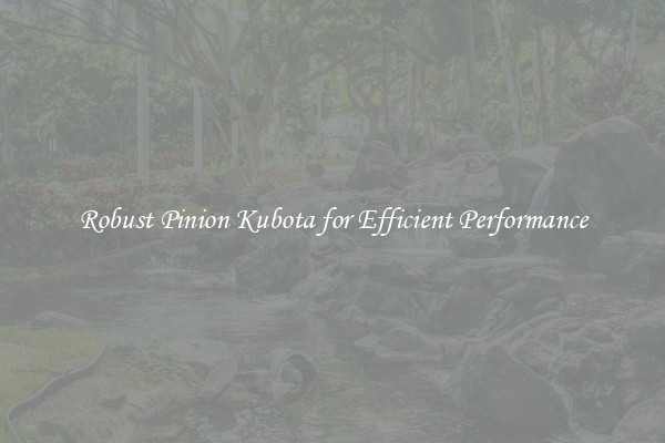 Robust Pinion Kubota for Efficient Performance